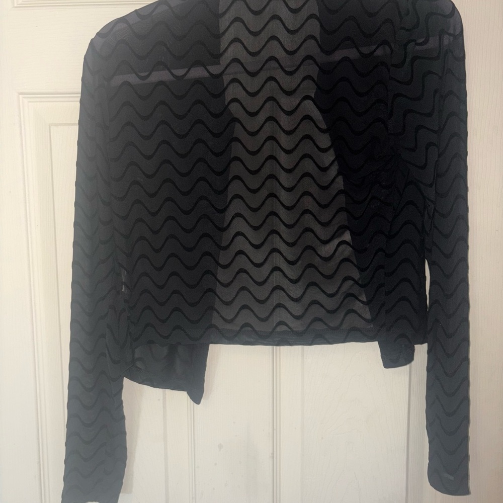 SHEIN Black Sheer Wave Blazer